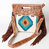 American Darling ADBG496A Clutch Hand Tooled Saddle Blanket Genuine Leather Women Bag Western Handbag Purse