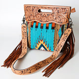 American Darling ADBG496A Clutch Hand Tooled Saddle Blanket Genuine Leather Women Bag Western Handbag Purse