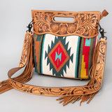 American Darling ADBG496A Clutch Hand Tooled Saddle Blanket Genuine Leather Women Bag Western Handbag Purse