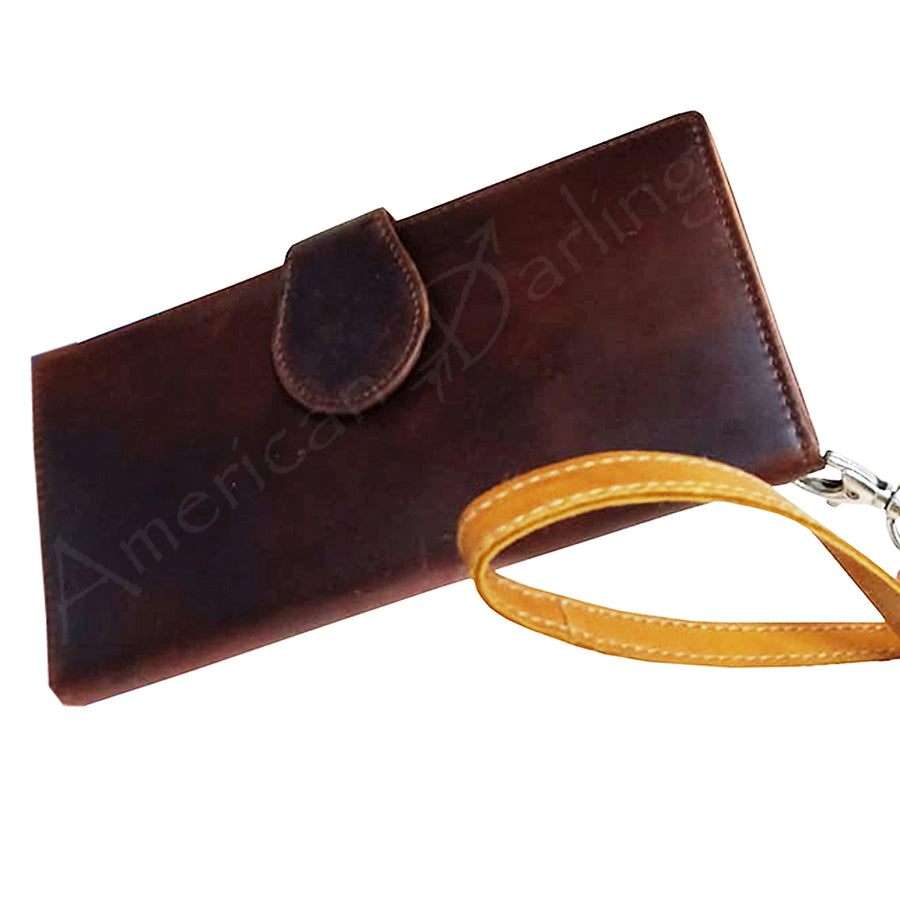 American Darling Hand Tooled Floral Wristlet Bag - Western Leather Handcrafted Wallet - Uhorse