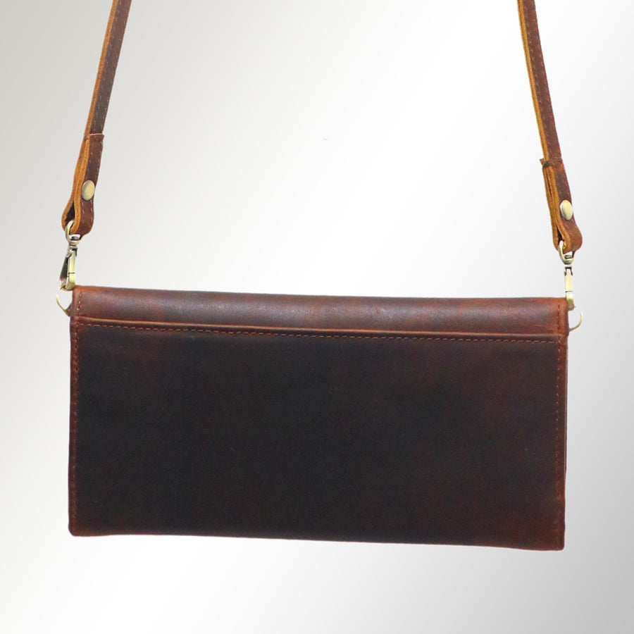 American Darling Small Cross body Bag Genuine Vegetable Tanned Leather Wallet Purse Western Handbag 4in x 1in x 8in