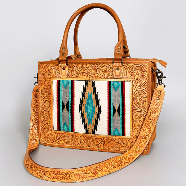 American Darling Hand Tooled Floral Carved and Saddle Blanket Western Tote Bag - Uhorse