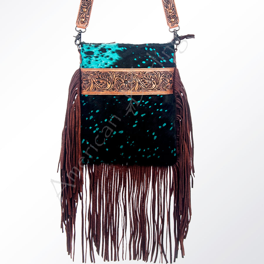 American Darling Large Crossbody Hand Tooled Hair On Genuine Leather Women Bag Western Handbag Purse