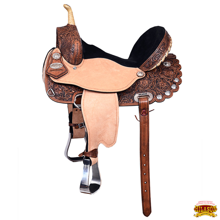 HILASON Western Horse Saddle American Leather Flex Trail Barrel Tack | for Horses
