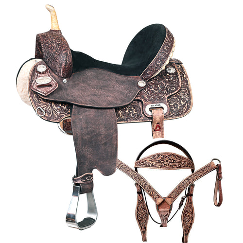 HILASON Western Horse Saddle American Leather Flex Trail Barrel Tack | for Horses
