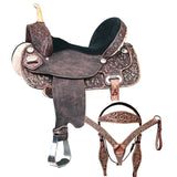 HILASON Western Horse Saddle American Leather Flex Trail Barrel Tack | for Horses