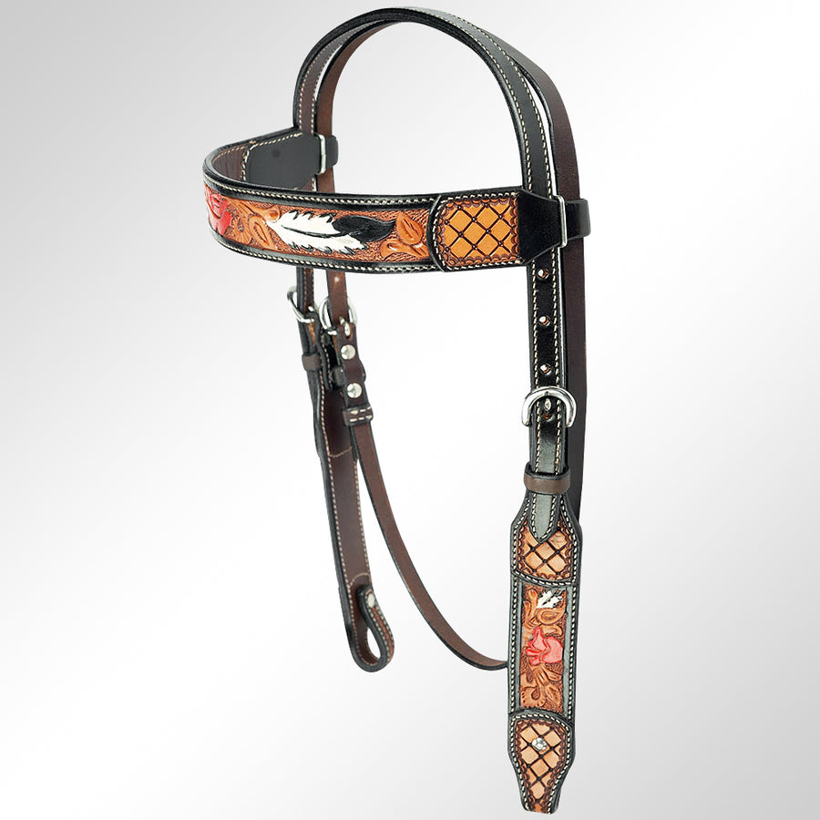 AMERICAN DARLING Western Horse Headstall American Leather Dark Brown - Uhorse