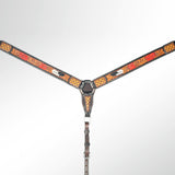 AMERICAN DARLING Western Horse Breast Collar Hand Carved Leather Dark Brown - Uhorse