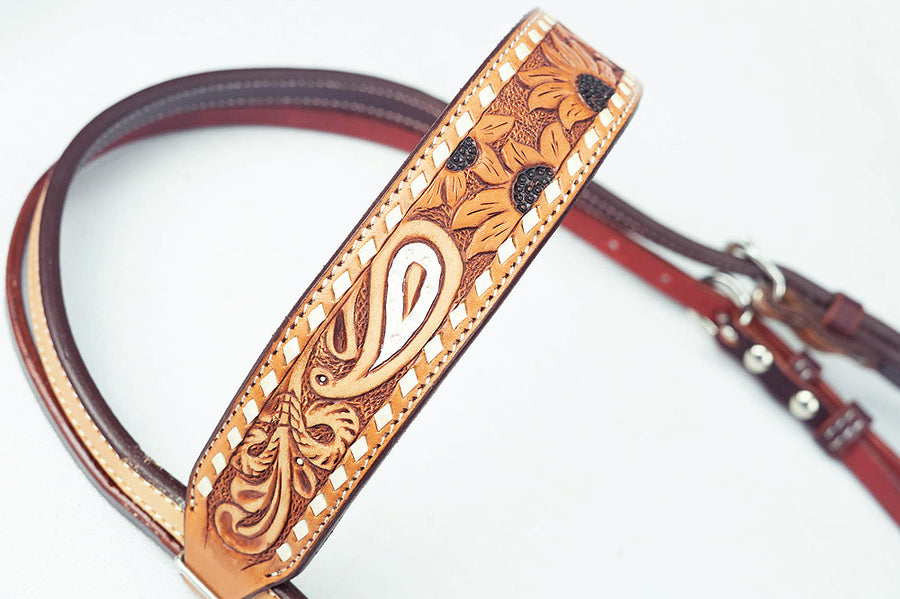 American Darling Western Horse Headstall Leather Dark Brown | Genuine