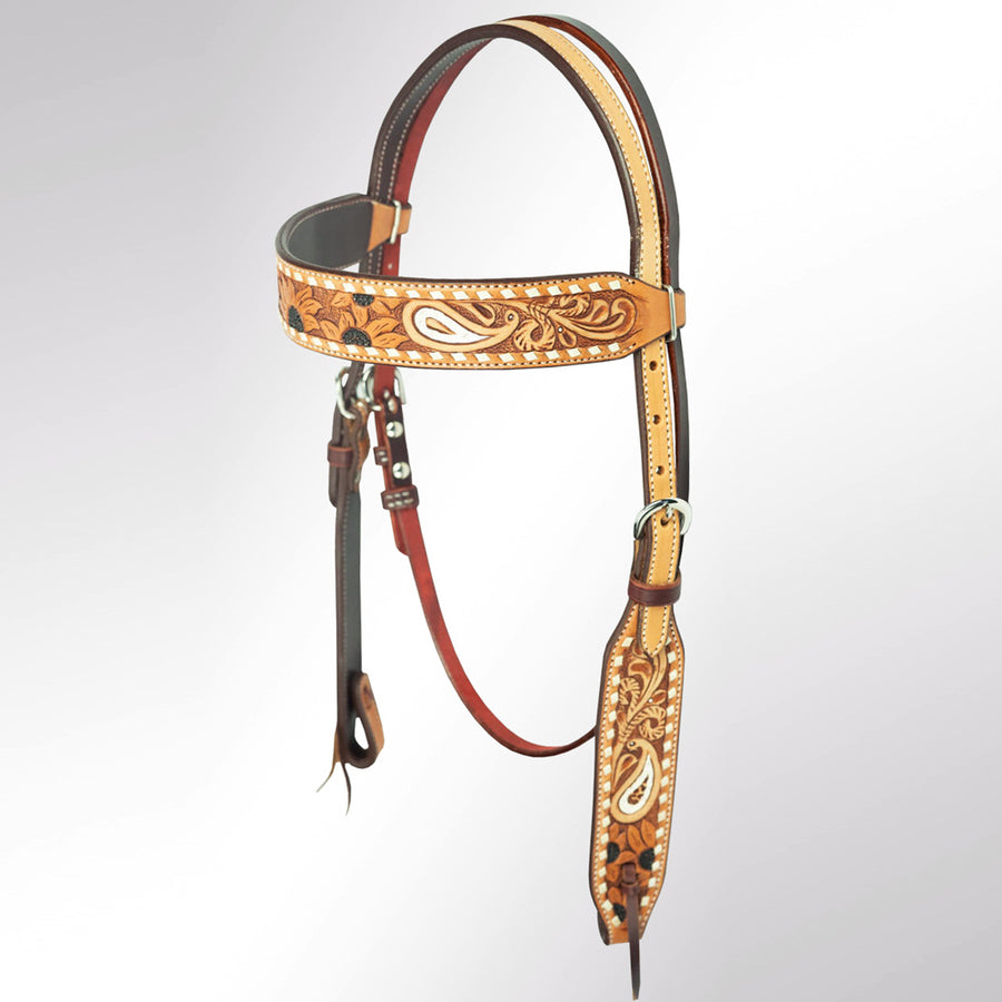AMERICAN DARLING Western Horse Headstall American Leather Tan - Uhorse
