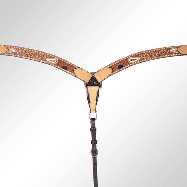 AMERICAN DARLING Western Horse Breast Collar Hand Carved American Leather Tan - Uhorse