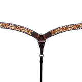 Bar H Equine Genuine Western American Leather Horse Premium Headstall & Breast Collar Set