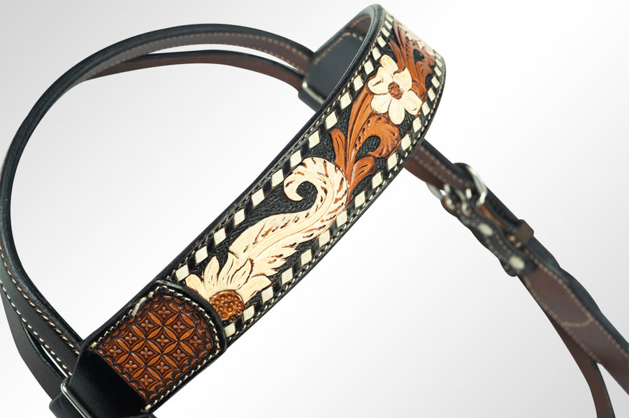 American Darling Western Horse Headstall Leather Dark Brown | Genuine