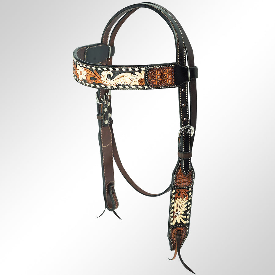 AMERICAN DARLING Western Horse Headstall American Leather Dark Brown - Uhorse