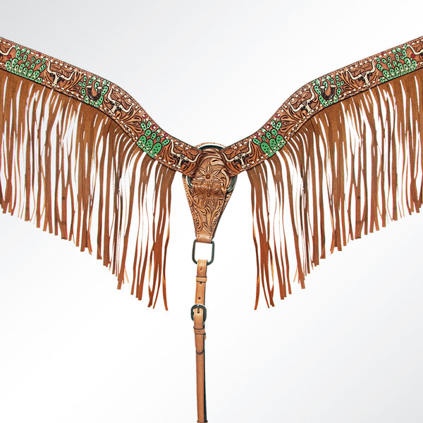 AMERICAN DARLING Western Horse Headstall Breast Collar Set Leather - Uhorse