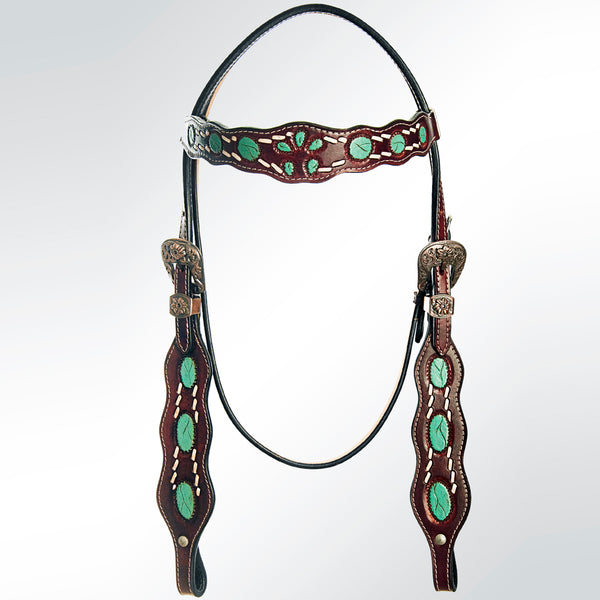 Headstall en cuir véritable imprimé serpent Western avec boucle en cristal fanta
