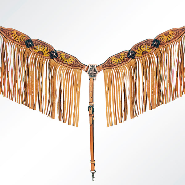 AMERICAN DARLING Western Horse Headstall Breast Collar Set Leather - Uhorse