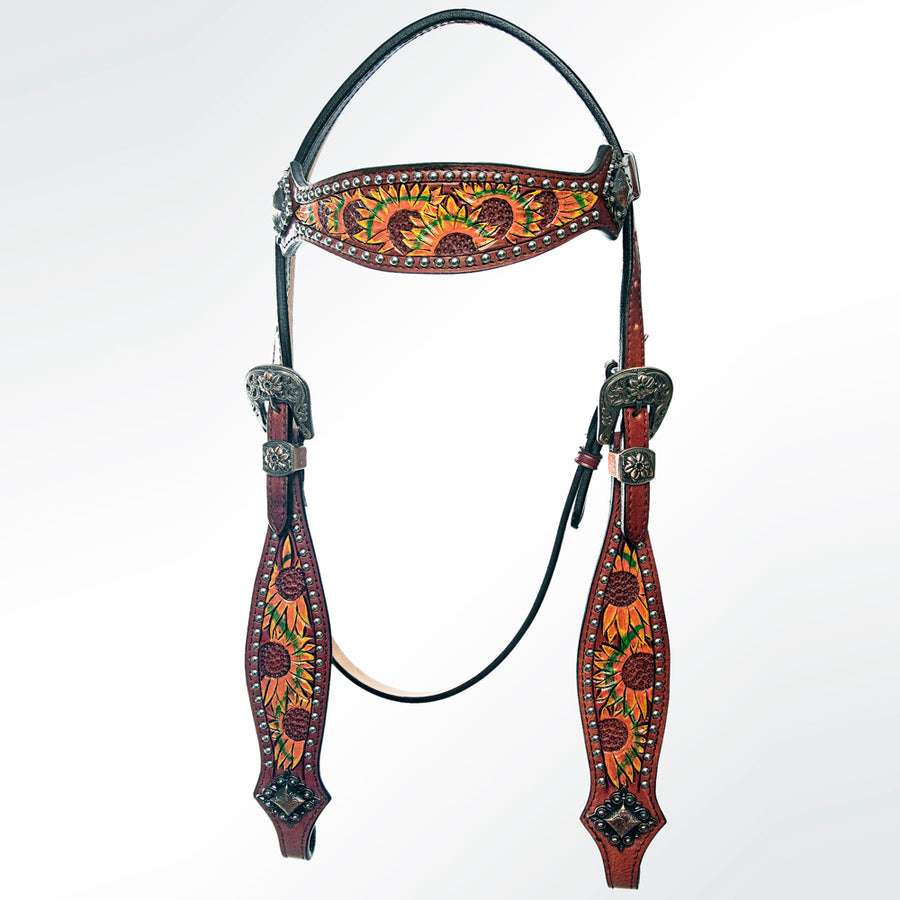 AMERICAN DARLING Western Horse Headstall Tack Genuine Leather - Uhorse