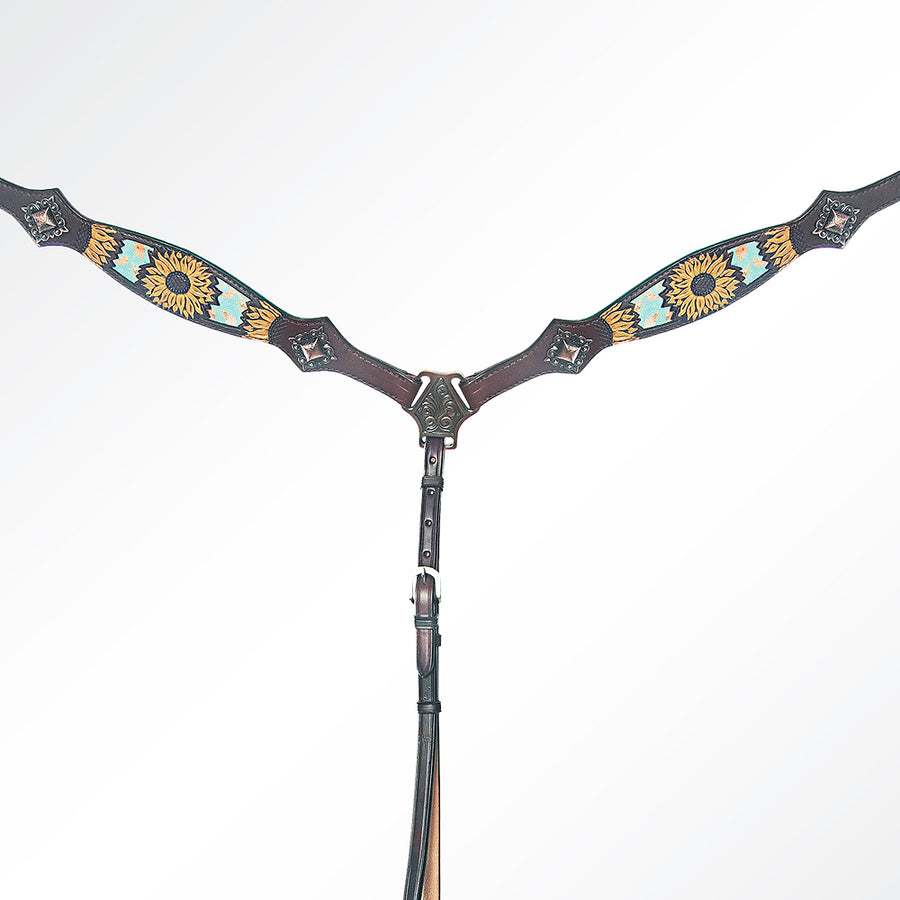 AMERICAN DARLING Western Horse One Ear Headstall Breast Collar Set Leather - Uhorse
