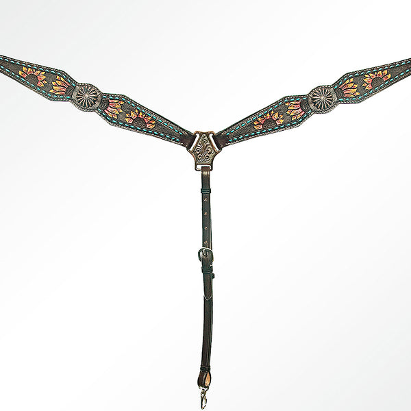 AMERICAN DARLING Western Horse Headstall Breast Collar Set Leather - Uhorse