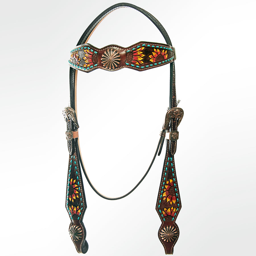 AMERICAN DARLING Western Horse Headstall Tack Genuine Leather - Uhorse