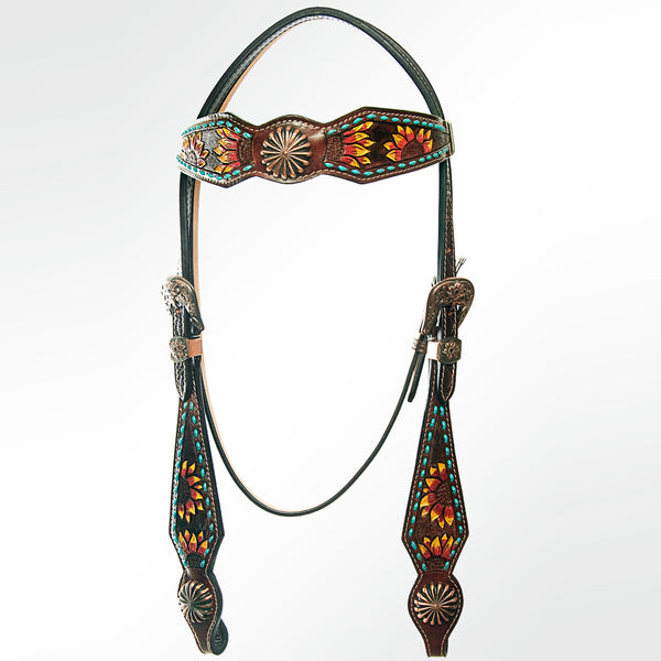 Têtière Western American Darling – Cuir Véritable Marron – ADPAF130-HS – Neuf