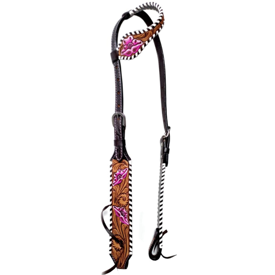 Bar H Equine Horse Leather One Ear Headstall Brown - Uhorse