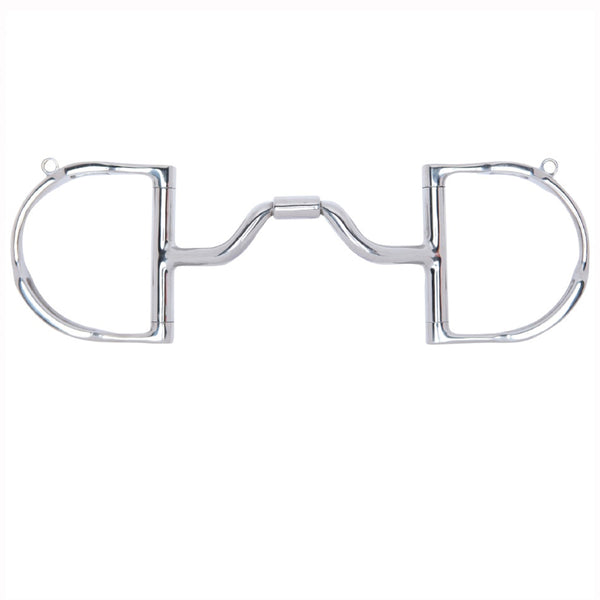 4 1/2 in Myler H. Bit Dee W/ Hooks Medium Wide Ported Barrel by Hilason – Cowboy and equestrian accessories
