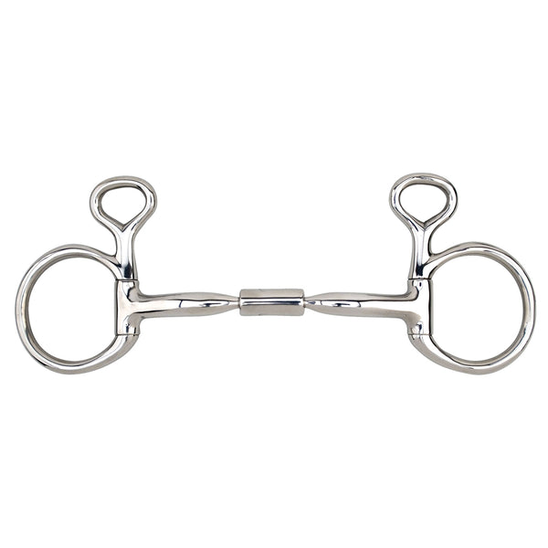 5 in Myler H. Bit Eggbutt W/ Hooks Ported Barrel Stainless Steel – by Hilason – Cowboy and equestrian accessories