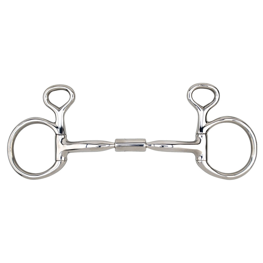 5 in Myler H. Bit Eggbutt W/ Hooks Ported Barrel Stainless Steel – by Hilason – Cowboy and equestrian accessories