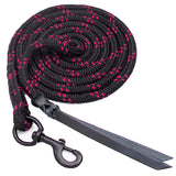 12 Ft Blocker Horse Lead Rope W/ Double Leather Popper Red