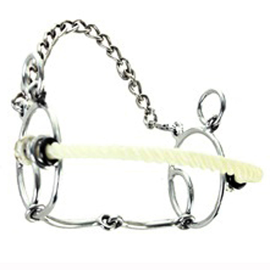 5 1/2 in Hilason H. Bit Stainless Steel Rope Curb Chain Divided Rings by Hilason – Cowboy and equestrian accessories