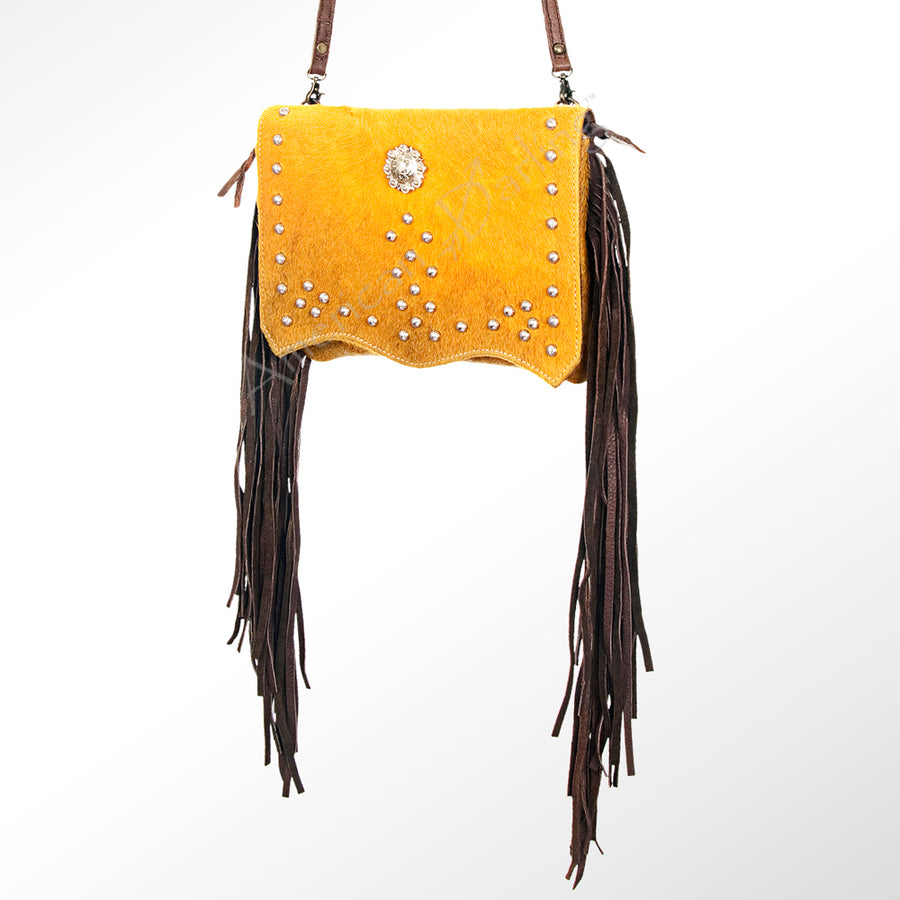 American Darling Rivetted Concho Hair-On Cowhide Western Small Cross body Bag - Uhorse