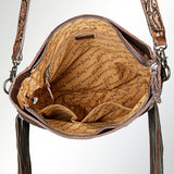 American Darling Large Crossbody Hand Tooled Hair On Genuine Leather Women Bag Western Handbag Purse