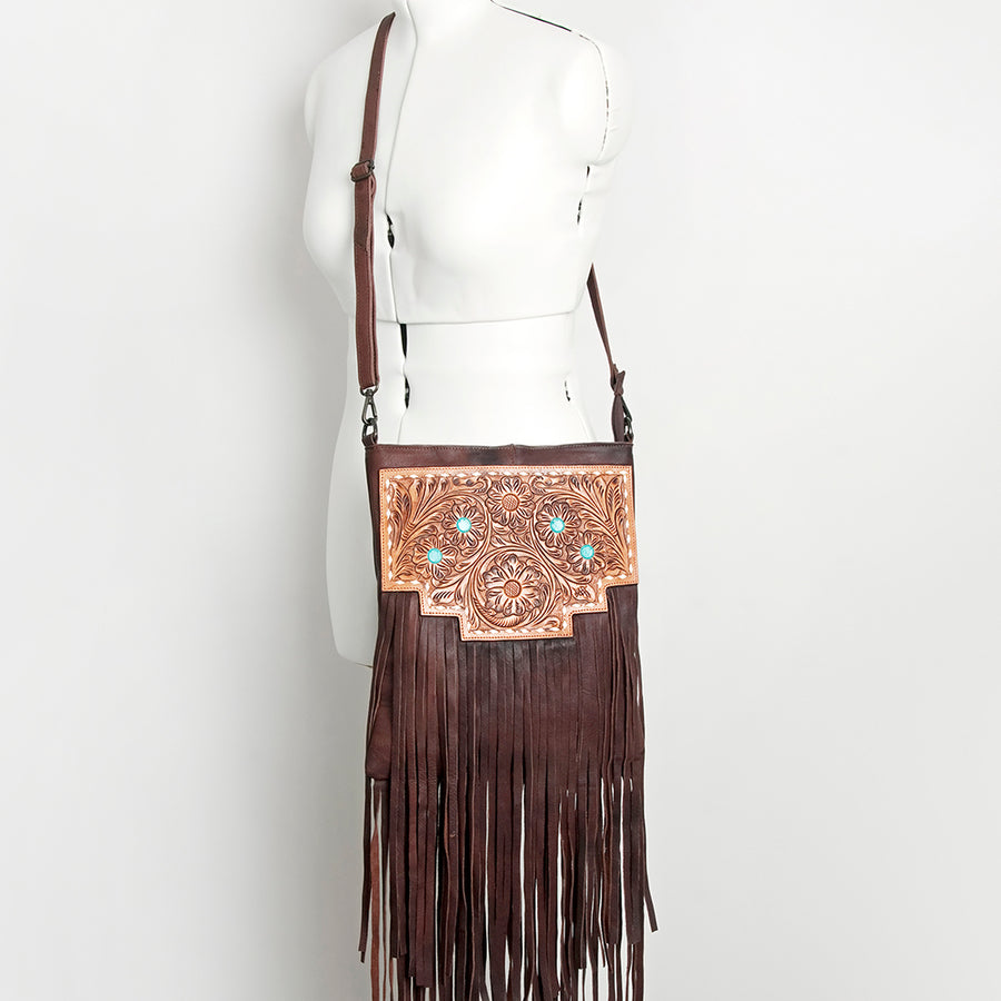 American Darling Messenger Hand Tooled Full Grain Genuine Leather Western Women Bag Handbag Purse | Crossbody for Cute