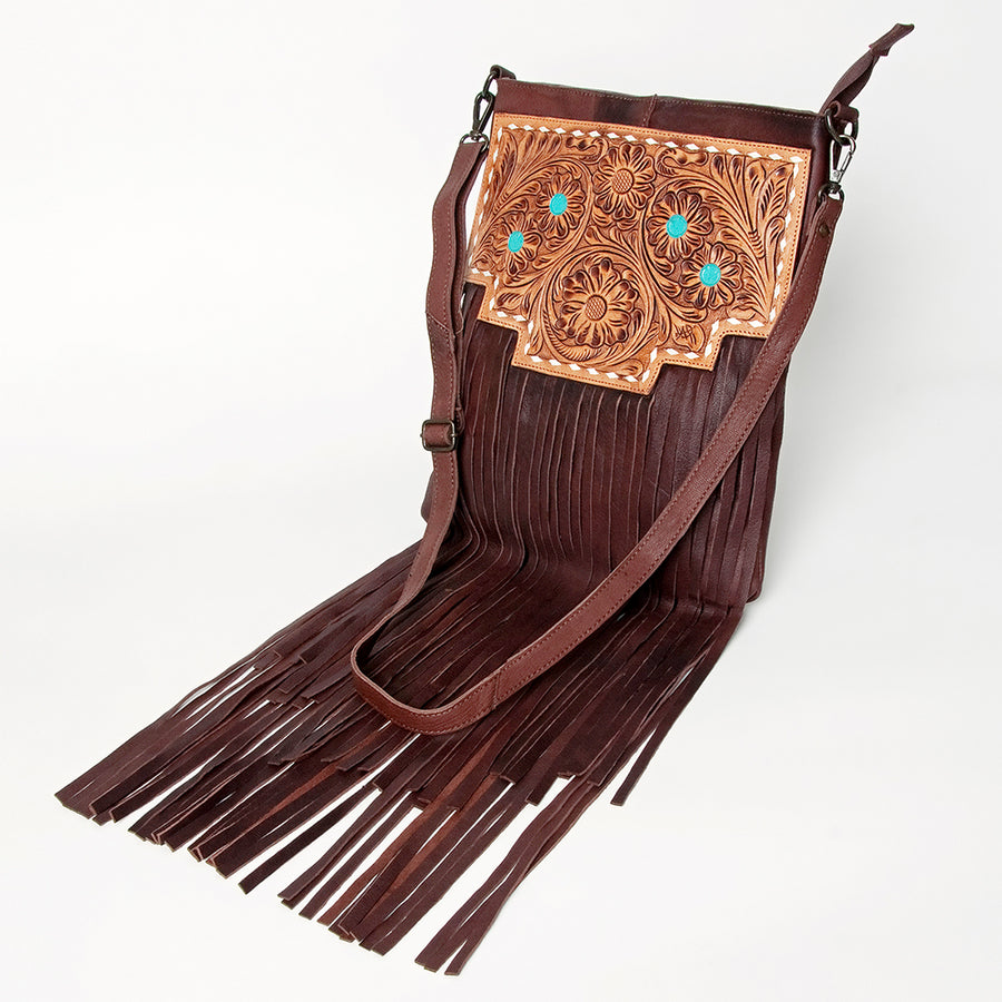 American Darling Messenger Hand Tooled Full Grain Genuine Leather Western Women Bag Handbag Purse | Crossbody for - Uhorse