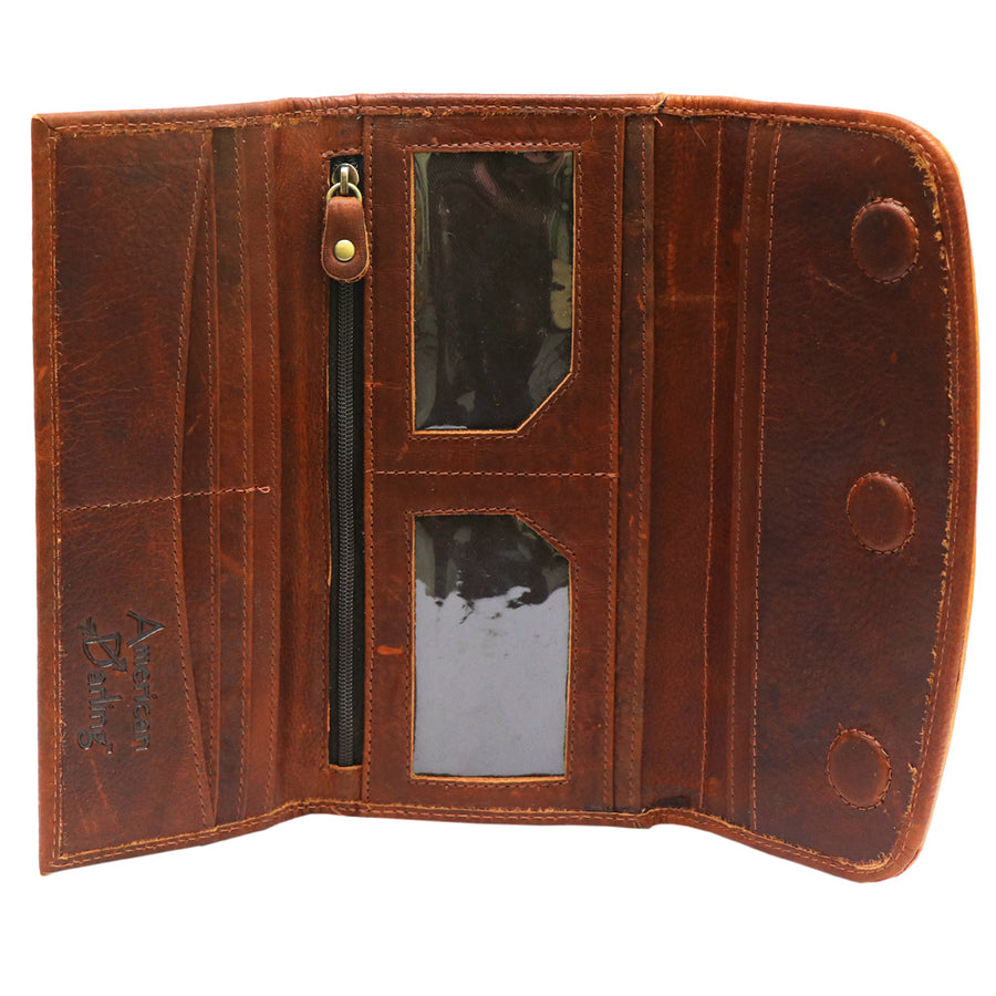American Darling Small Cross body Bag Genuine Vegetable Tanned Leather Wallet Purse Western Handbag 4in x 1in x 8in