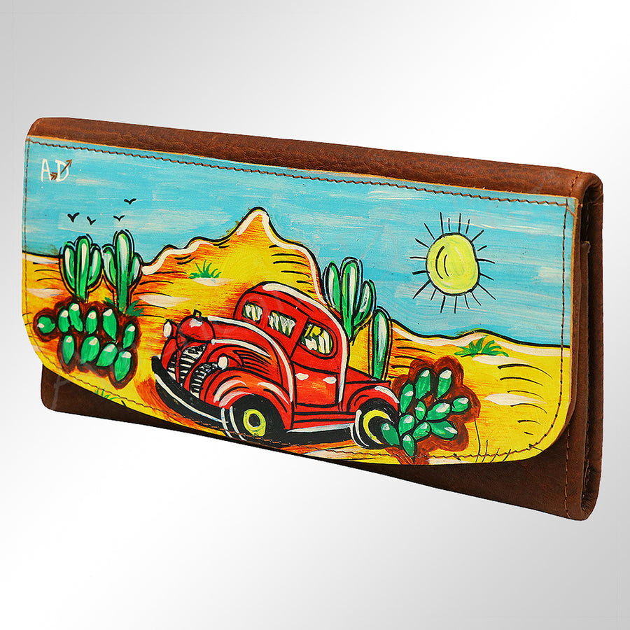 American Darling Hand-Painted Western Leather Wallet - Uhorse