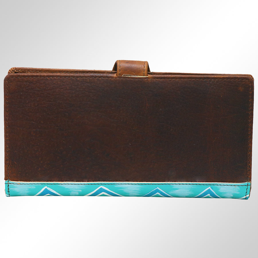 American Darling Wristlet Bag, Hand-Painted Genuine Leather, Western Vegetable Tanned Full Grain Leather Wallet Bag