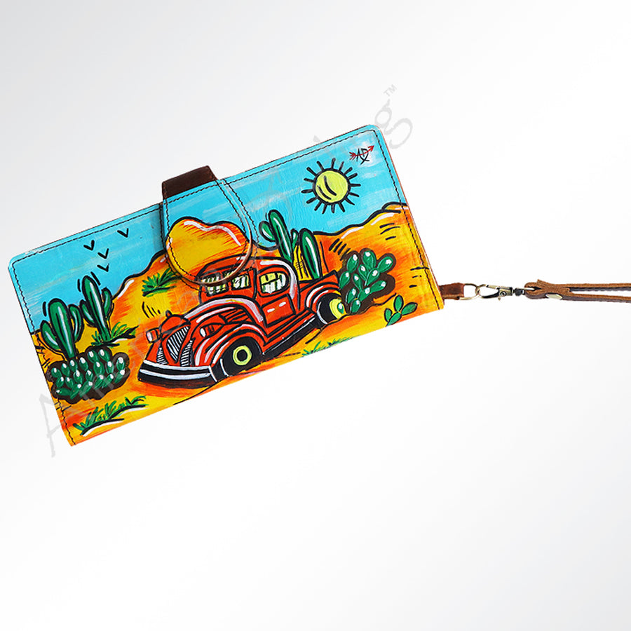 American Darling Hand-Painted Western Leather Wristlet - Uhorse