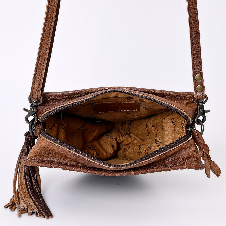 American Darling Cross body Bag Hand Tooled Floral Carved Genuine Leather Western Purse with YKK Zipper