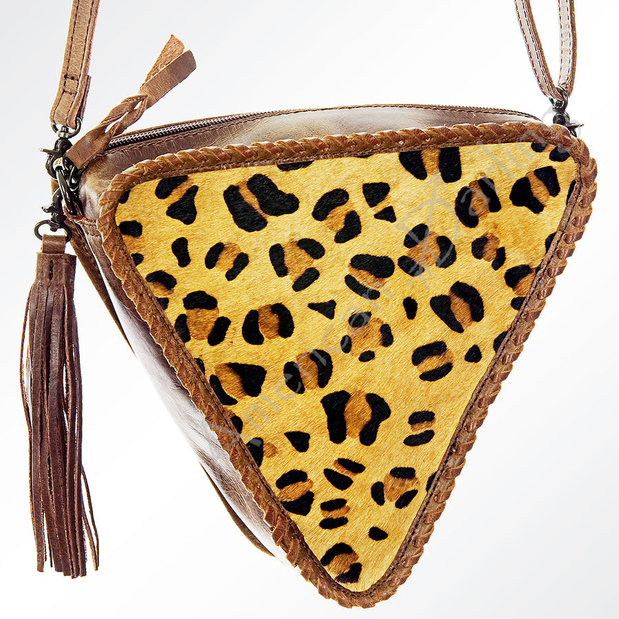 American Darling Hair-On Cowhide Western Leather Cross body Bag with Braided Edge - Uhorse