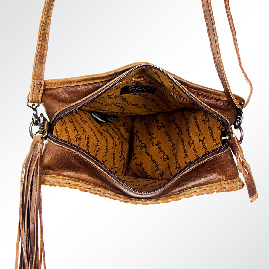 American Darling Cross body Bag Hand Tooled Floral Carved Genuine Leather Western Purse with YKK Zipper