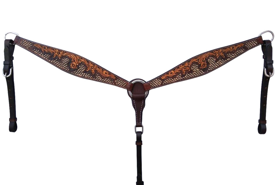 Bar H Equine American Leather Horse Saddle Tack One Ear Headstall Breast Collar Browband Wither Strap Set Classy Brown