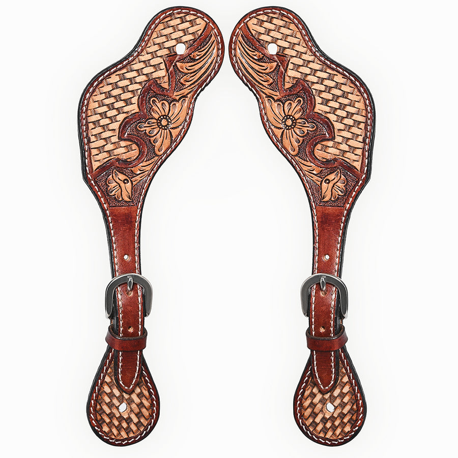 Bar H Equine Horse Riding Western Leather Spurs Straps for Adults women's - Uhorse