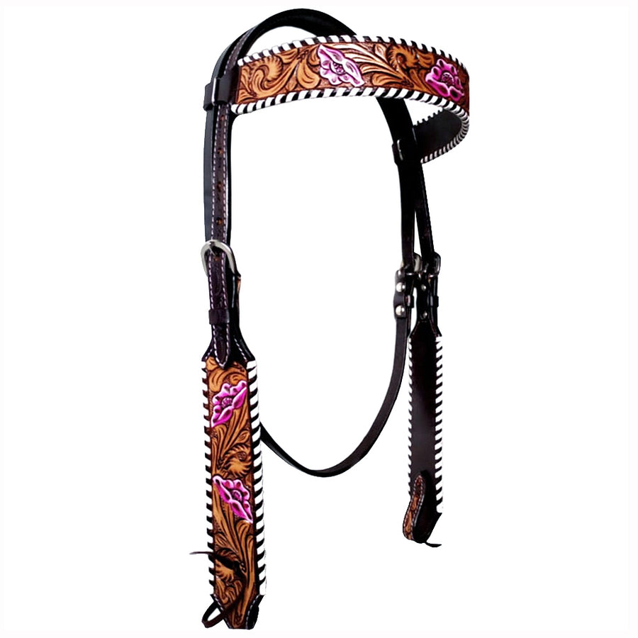 Bar H Equine Horse Leather Headstall Brown - Uhorse