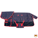 74" Hilason 1200D Waterproof Horse Hood Neck Turnout Blanket Belly Wrap Plaid - Uhorse