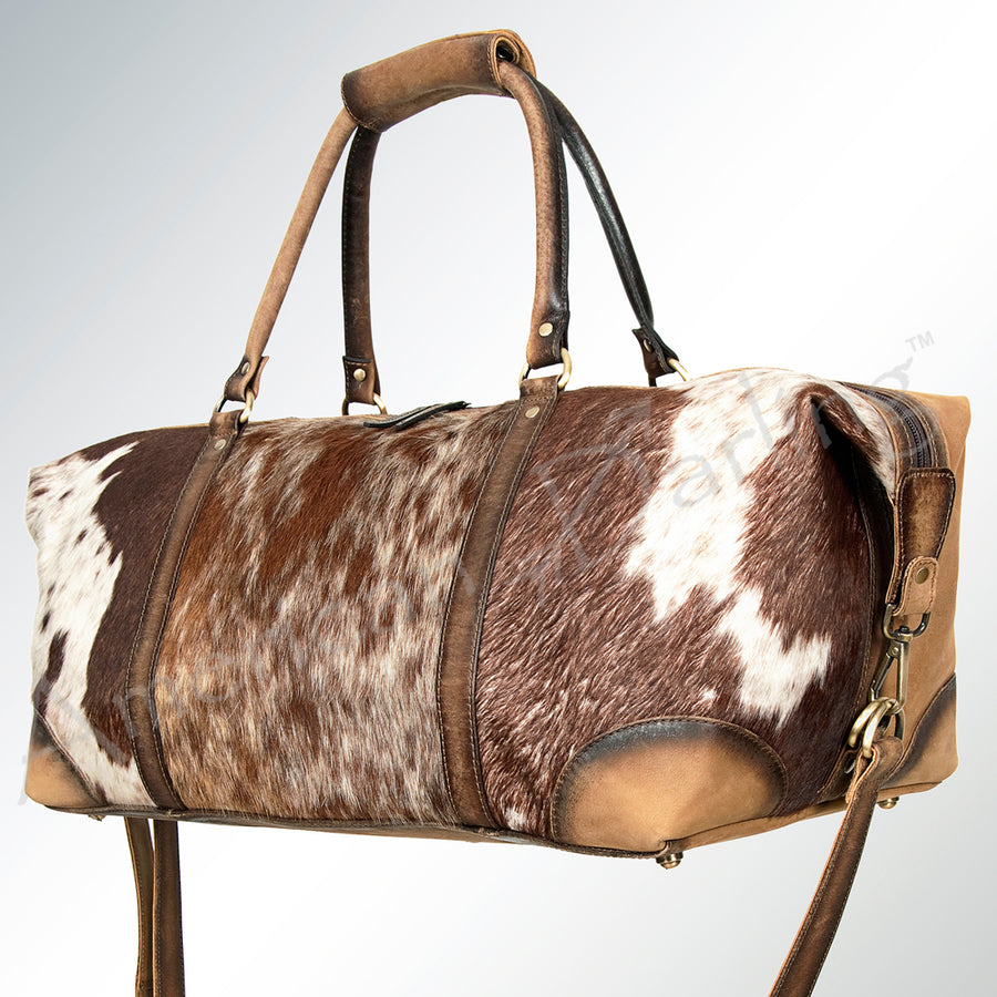 American Darling Western Hair-On Cowhide Duffel Bag with Genuine Leather Trim - Uhorse