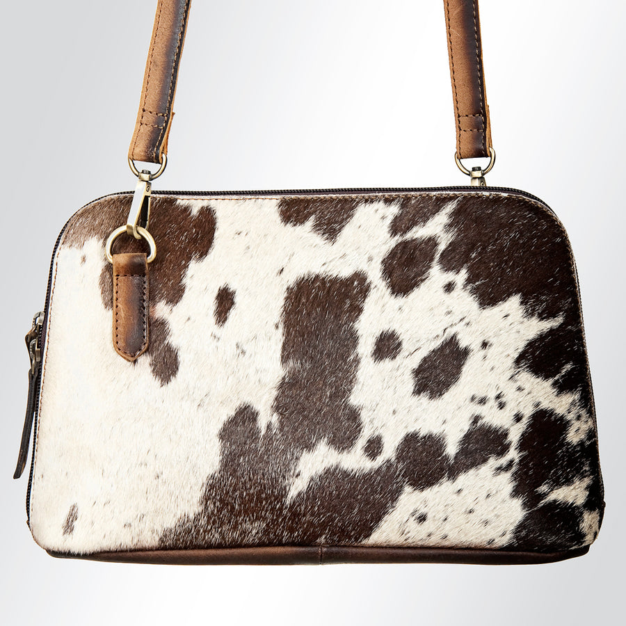 American Darling Cross body Bag Hair-On Cowhide Genuine Vegetable Tanned Leather Western Purse 8in X 11in X 3in