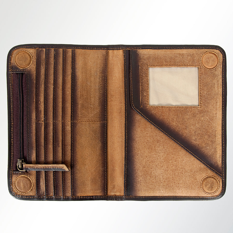 American Darling Wallet Hair-On Cowhide Genuine Vegetable Tanned Leather Western Travel Organiser 6in X 9in